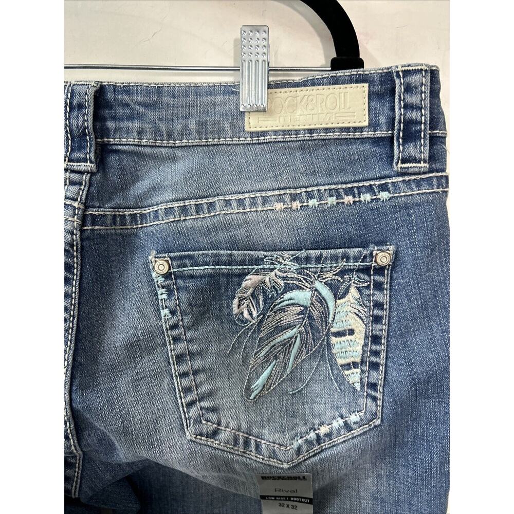 Rock & Roll Cowgirl Low Rise Bootcut Med Acid Wash Jeans Womens Size‎ 32x32 NWT - Picture 8 of 15